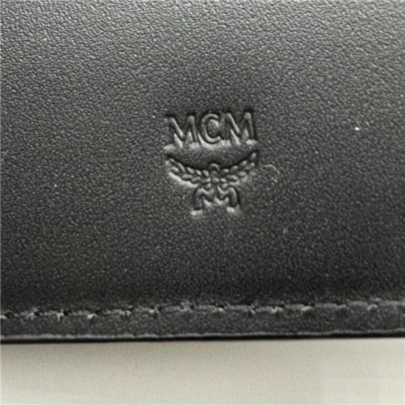 MCM Leather Wallet Green Splash Logo Leather 100% Authenticity Unisex - Picture 9 of 10